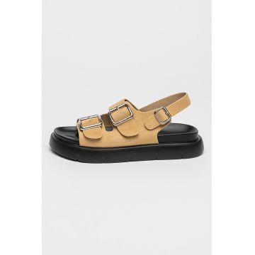 Sandale slingback de piele intoarsa