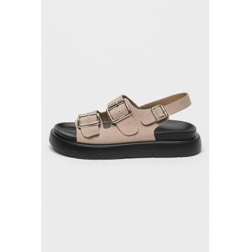 Sandale slingback de piele intoarsa