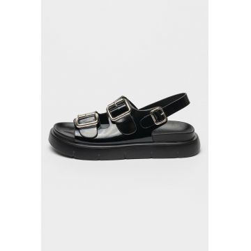Sandale slingback de piele lacuita