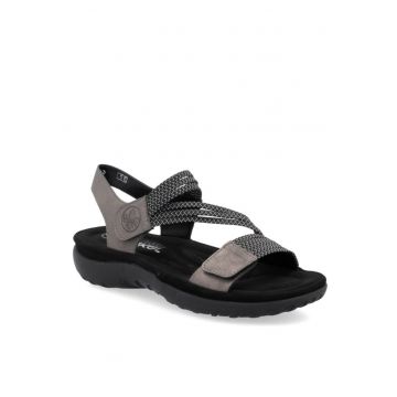 Sandale sportive de damă Rieker cu velcro în amestec negru 64870-42