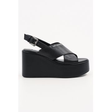 Sandale wedge din piele