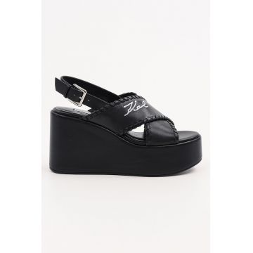 Sandale wedge din piele