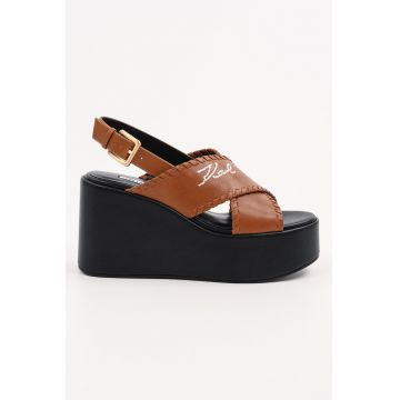 Sandale wedge din piele