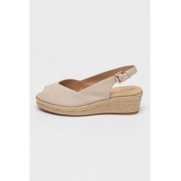 Sandale wedge din piele intoarsa Iberide