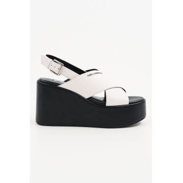Sandale wedge din piele