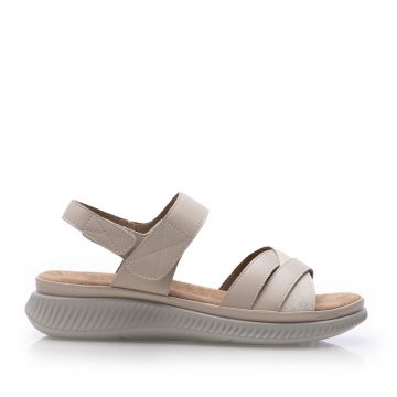 Sandale cu talpă joasă damă din piele naturală - 4007 Bej Box