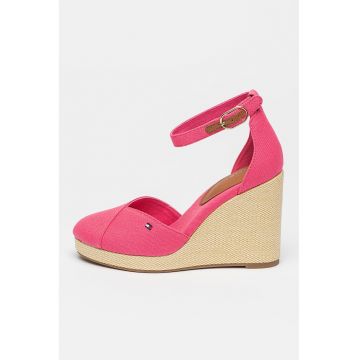 Sandale cu talpa wedge si detaliu cu logo Sall