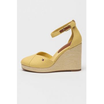 Sandale cu talpa wedge si detaliu cu logo Sall