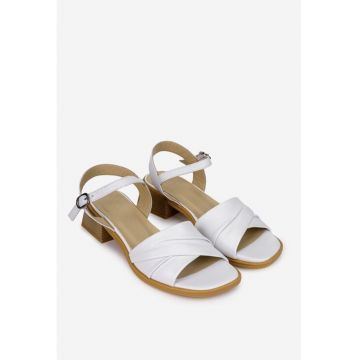 Sandale dama  din piele alba