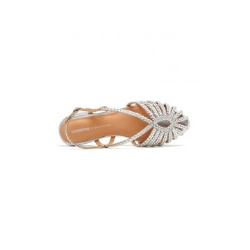 Sandale de piele cu aspect impletit