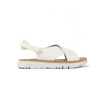 Sandale de piele cu insertii textile Oruga - Alb