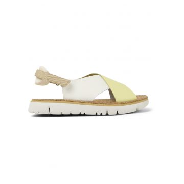 Sandale de piele cu insertii textile Oruga