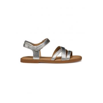 Sandale de piele ecologica cu aspect metalizat