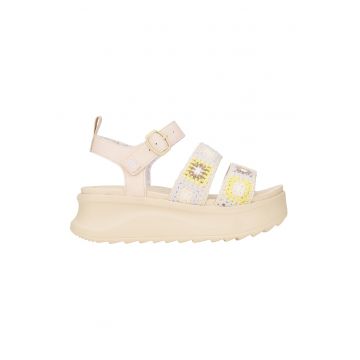 Sandale din material textil cu talpa wedge