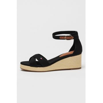 Sandale din material textil cu talpa wedge