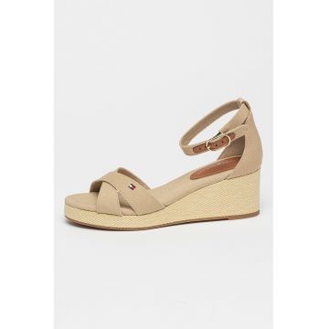 Sandale din material textil cu talpa wedge