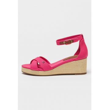 Sandale din material textil cu talpa wedge