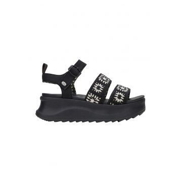 Sandale din material textil cu talpa wedge