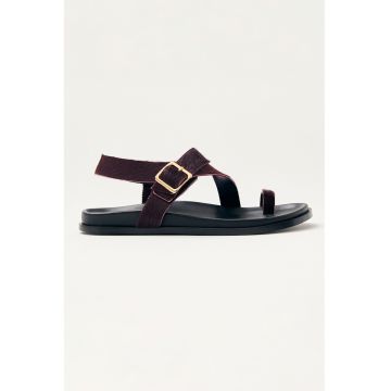 Sandale din piele cu par scurt