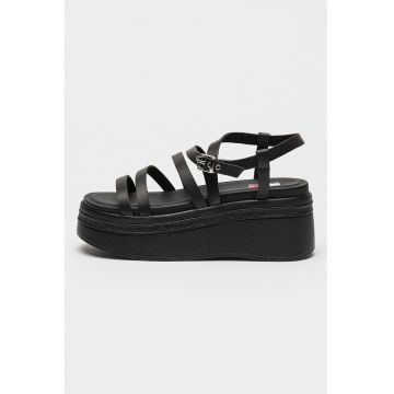 Sandale din piele cu talpa wedge