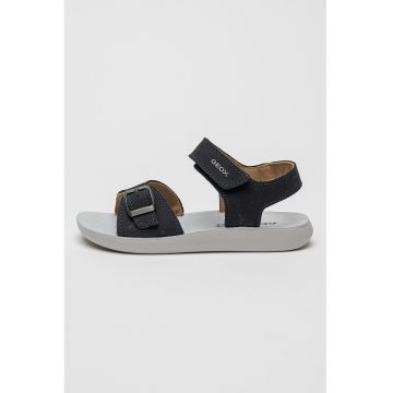 Sandale din piele nabuc cu segment cu inchidere velcro