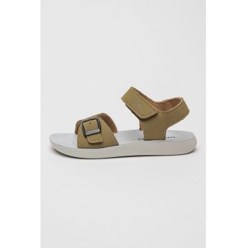 Sandale din piele nabuc cu segment cu inchidere velcro