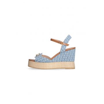 Sandale-espadrile wedge din denim
