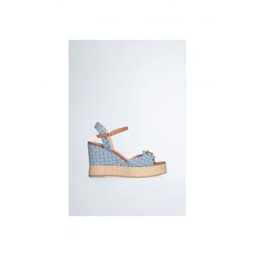 Sandale-espadrile wedge din denim
