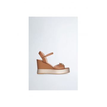 Sandale wedge de piele