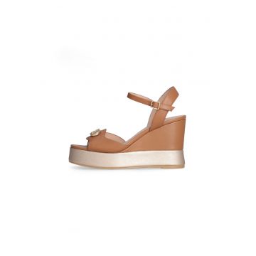 Sandale wedge de piele
