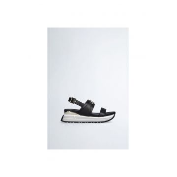 Sandale wedge de piele peliculizata