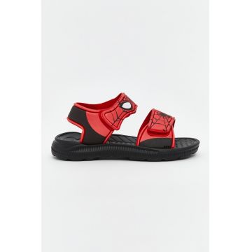 Sandale cu inchidere velcro si imprimeu Spider-Man