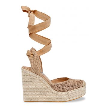 Sandale cu model uni si talpa demi-wedge