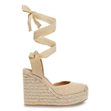 Sandale cu model uni si talpa demi-wedge