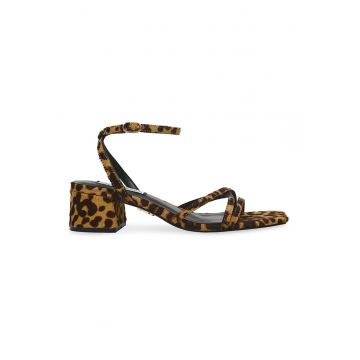 Sandale cu toc masiv si model animal print