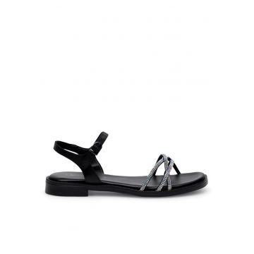 Sandale dama - 19154 -  Piele naturala - Sintetic - Negru