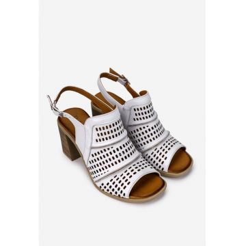 Sandale dama albe cu model perforat