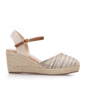 Sandale damă cu platformă, Pass Collection - 4034 Bej Multicolor