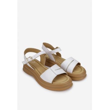 Sandale dama  din piele naturala alba