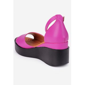 Sandale dama fuchsia din piele cu bareta