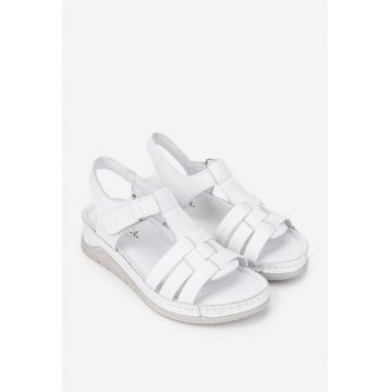 Sandale dama realizate din piele alba