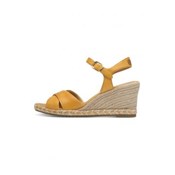 Sandale-espadrile wedge de piele