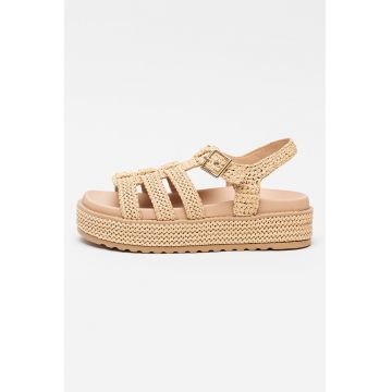 Sandale flatform cu design impletit - Bej deschis