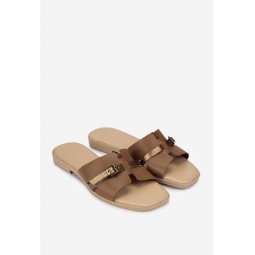 Sandale papuc dama piele maro