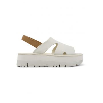 Sandale slingback Oruga Up - Alb murdar/Maro camel