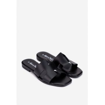 Sandale tip papuc dama din piele neagra