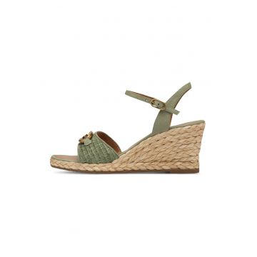Sandale wedge cu aplicatii de iuta cu aspect impletit