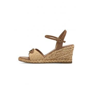 Sandale wedge cu aplicatii de iuta cu aspect impletit
