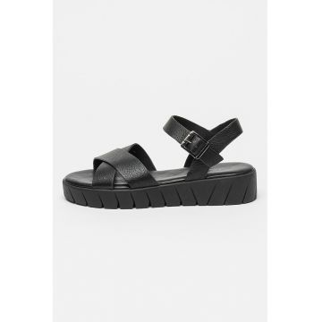 Sandale wedge cu catarama