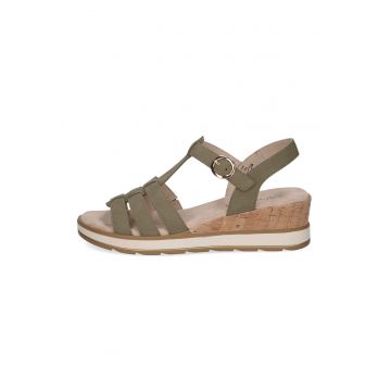 Sandale wedge de piele cu o catarama